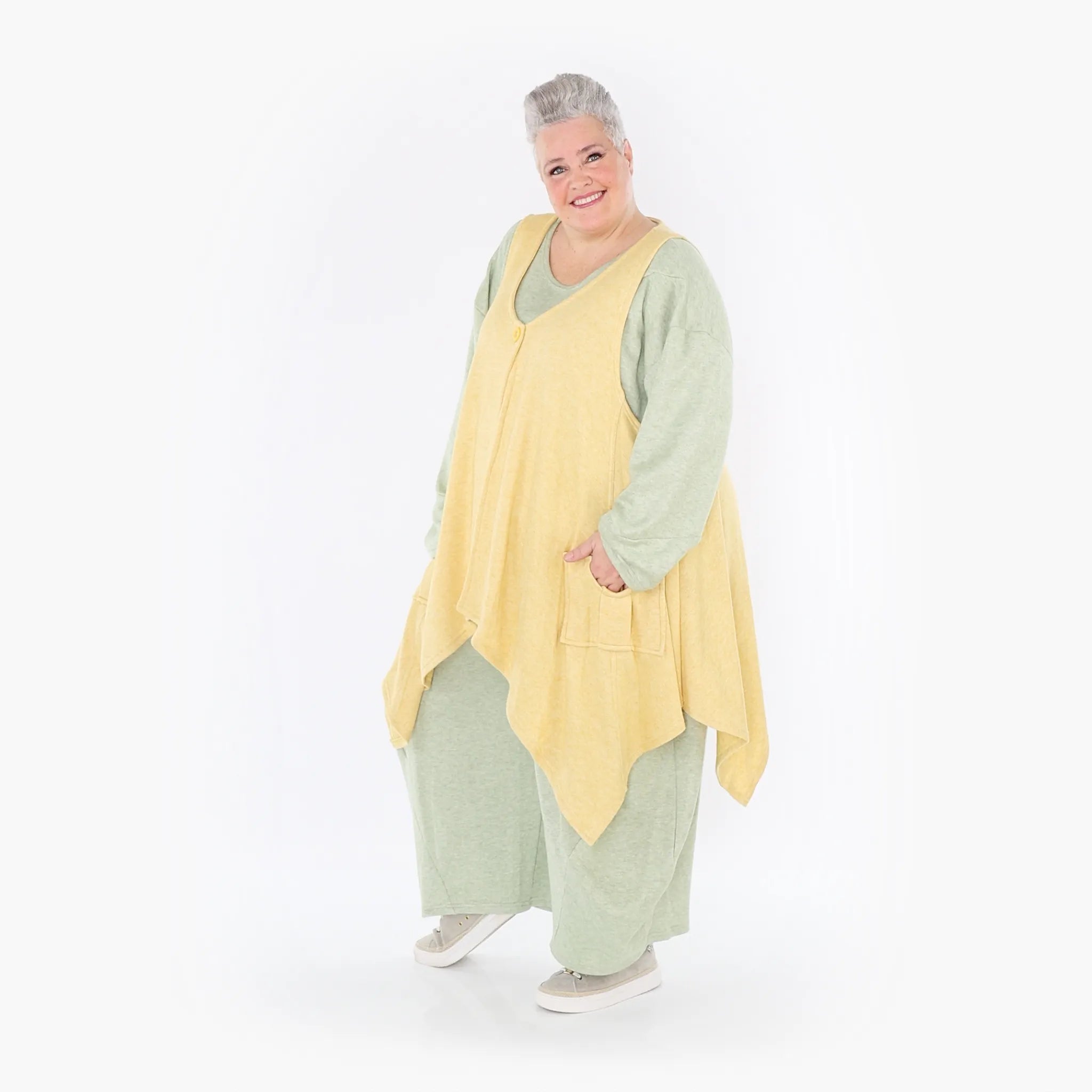  A-Form Weste von AKH Fashion aus Viskose, 1429.00110, LimeGelb, Schick, Modern, Bequem