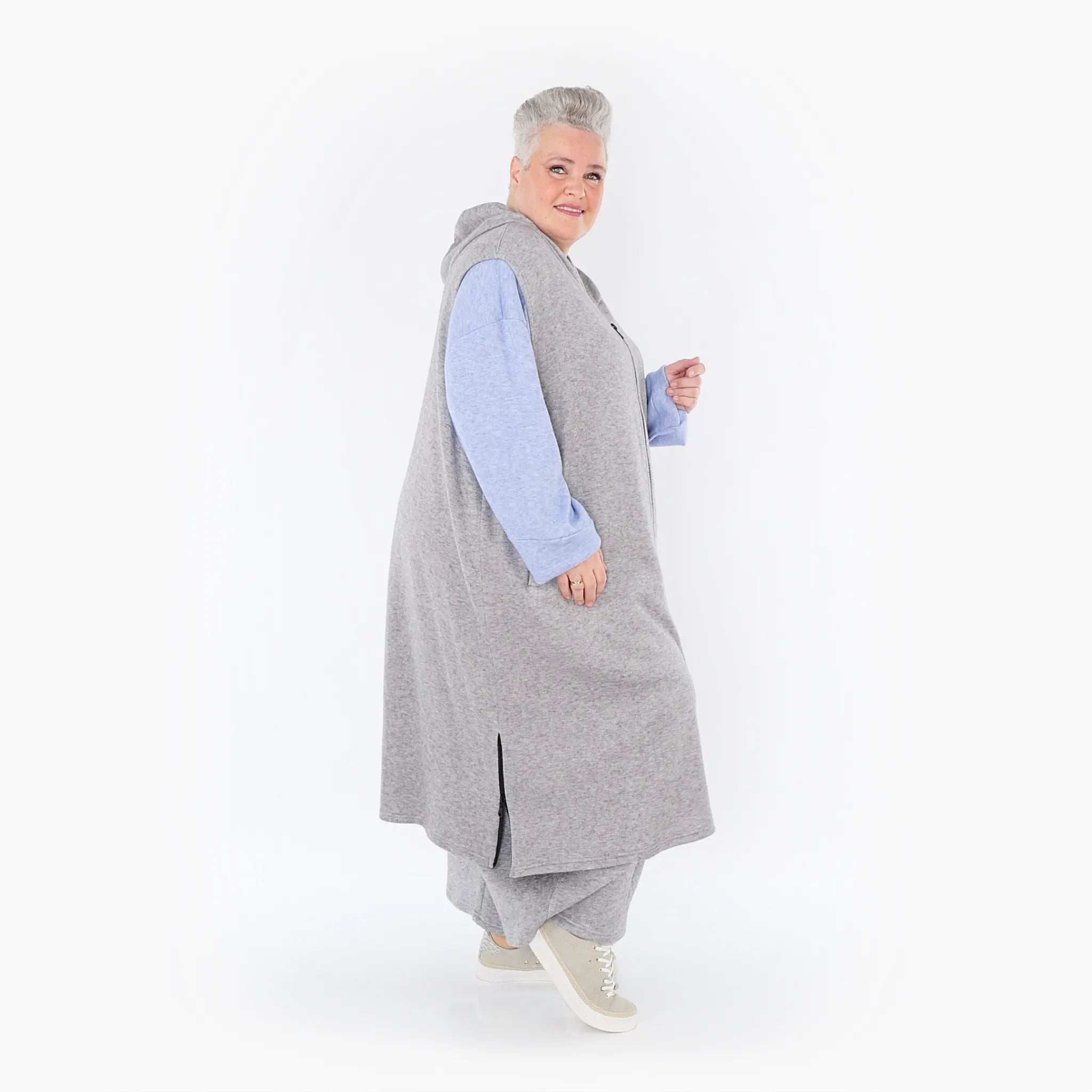  AKH Fashion Weste in gerader Form, aus Viskose, 1429.06879, Hellgrau, Schick, Modern