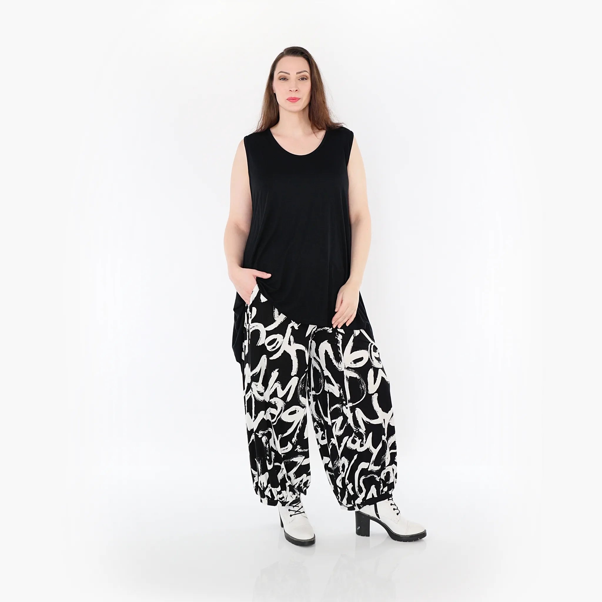  Ballonhose von AKH Fashion aus Viskose, 1434.08067, Schwarz/Weiß, Schick, Modern, Bequem