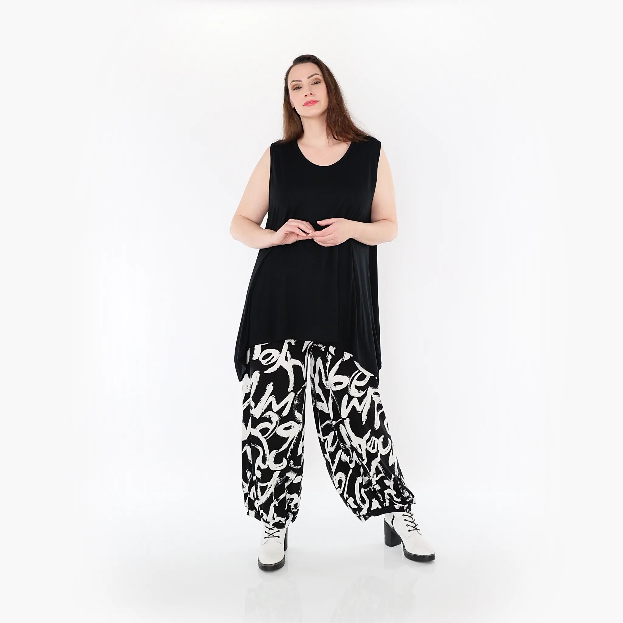  Ballonhose von AKH Fashion aus Viskose, 1434.08067, Schwarz/Weiß, Schick, Modern, Bequem
