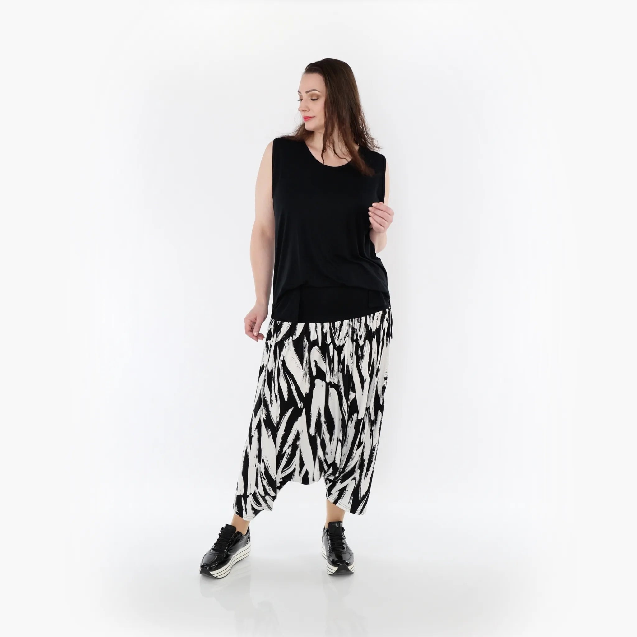  Haremshose von AKH Fashion aus Viskose, 1439.06944, Weiß/Schwarz, Schick, Modern, Bequem