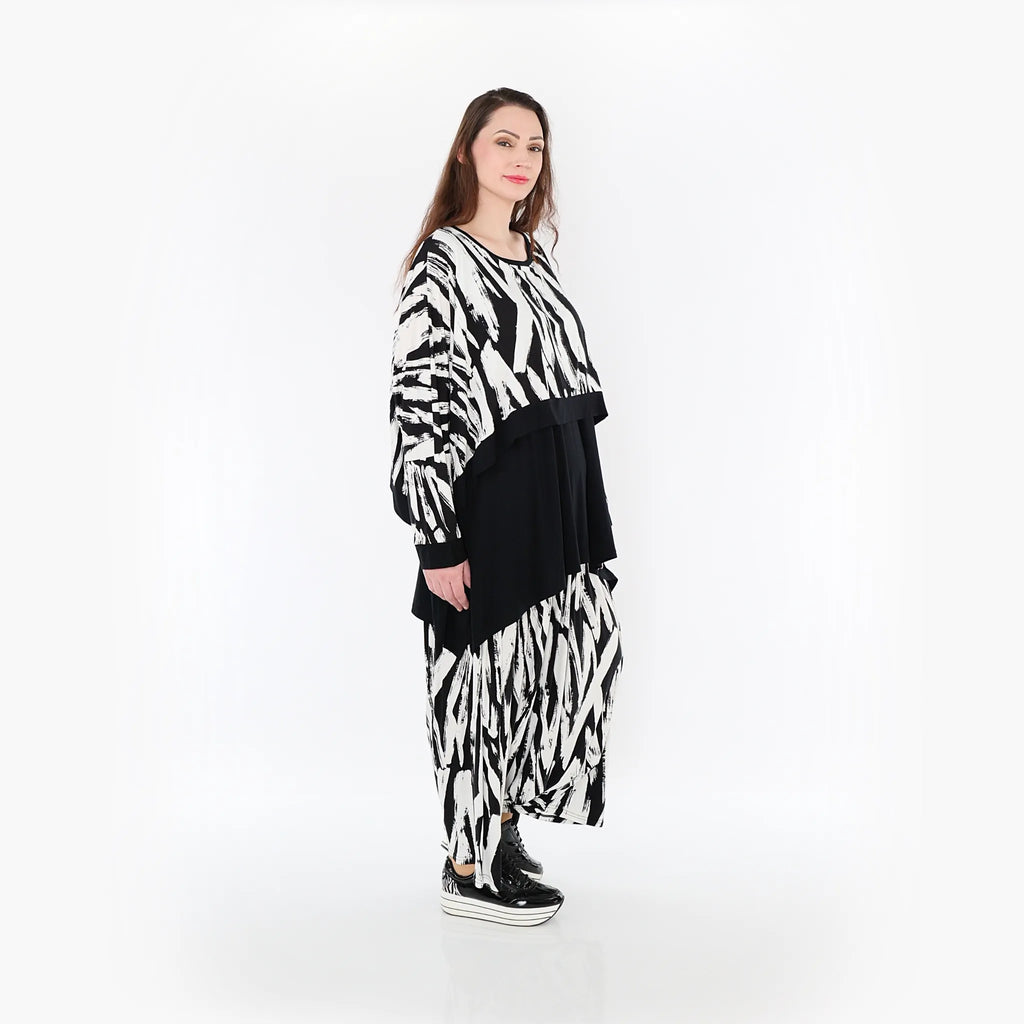  AKH Fashion Überwurf in kastiger Form, aus Viskose, 1439.07011, Weiß/Schwarz, Schick