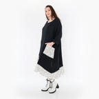  AKH Fashion Kleid in asymmetrischer Form, aus Baumwolle, 1441.07024, Schwarz/Weiß, Schick
