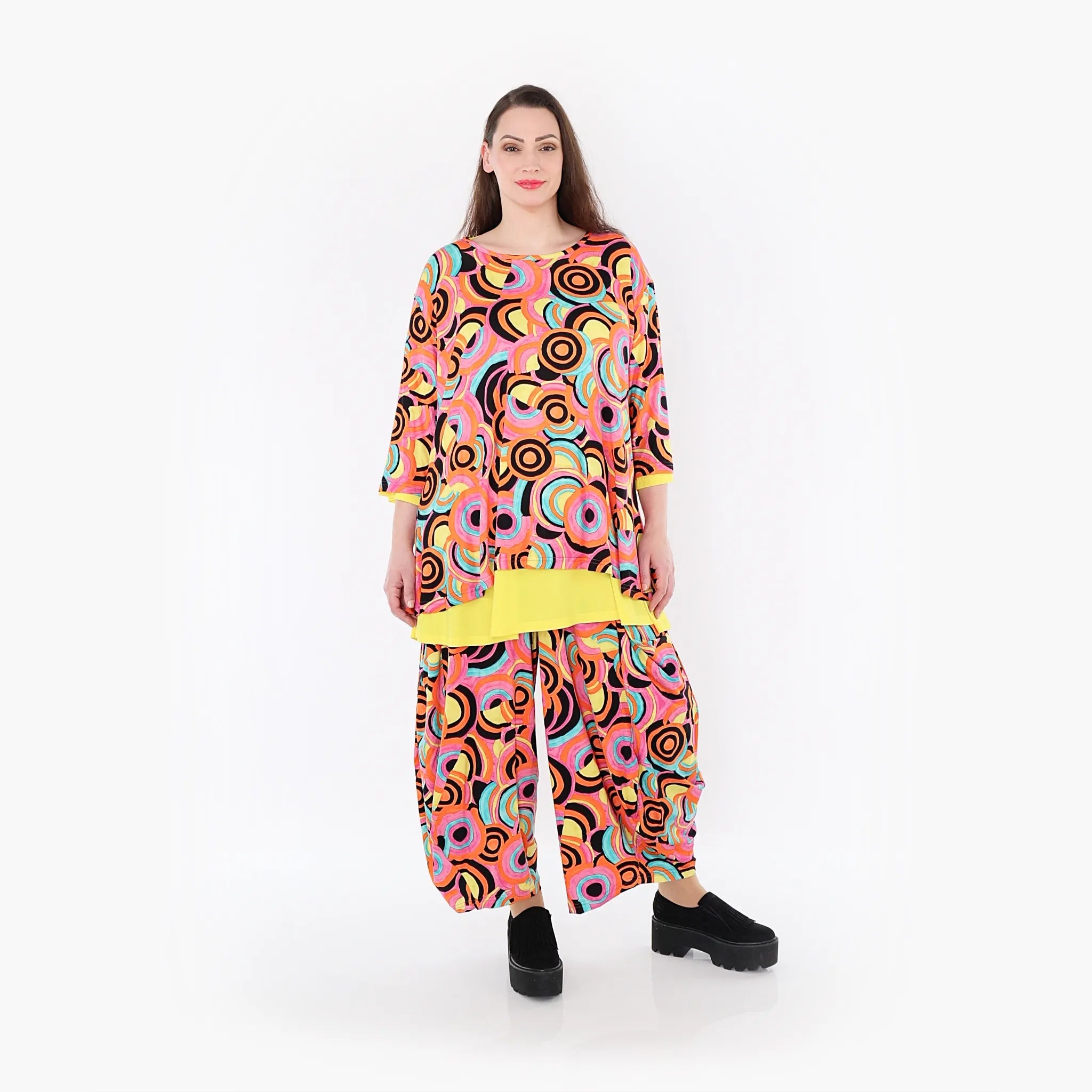  AKH Fashion Shirt in Glocken-Form, aus Viskose, 1443.01892, Pink/Multicolor, Schick
