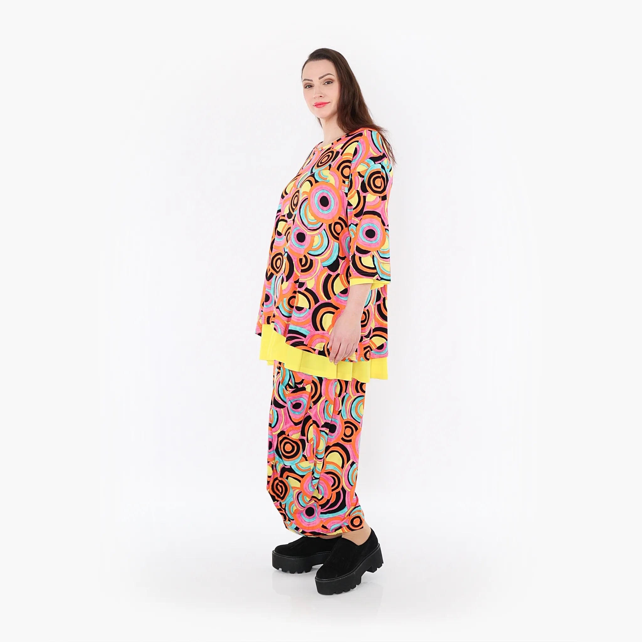  AKH Fashion Shirt in Glocken-Form, aus Viskose, 1443.01892, Pink/Multicolor, Schick