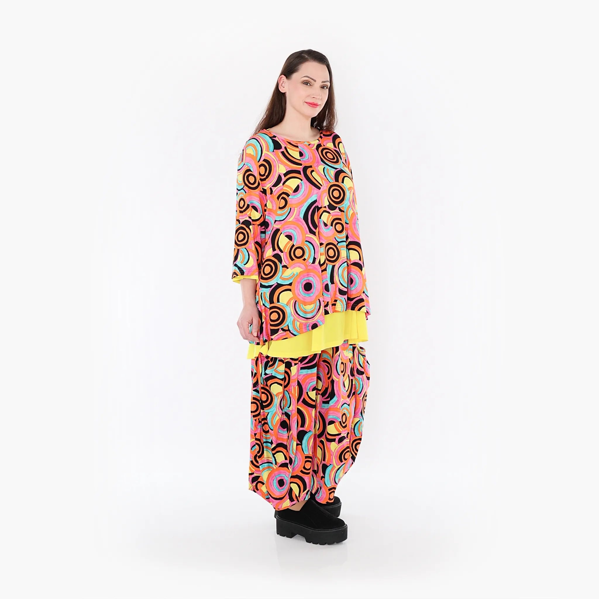  AKH Fashion Shirt in Glocken-Form, aus Viskose, 1443.01892, Pink/Multicolor, Schick