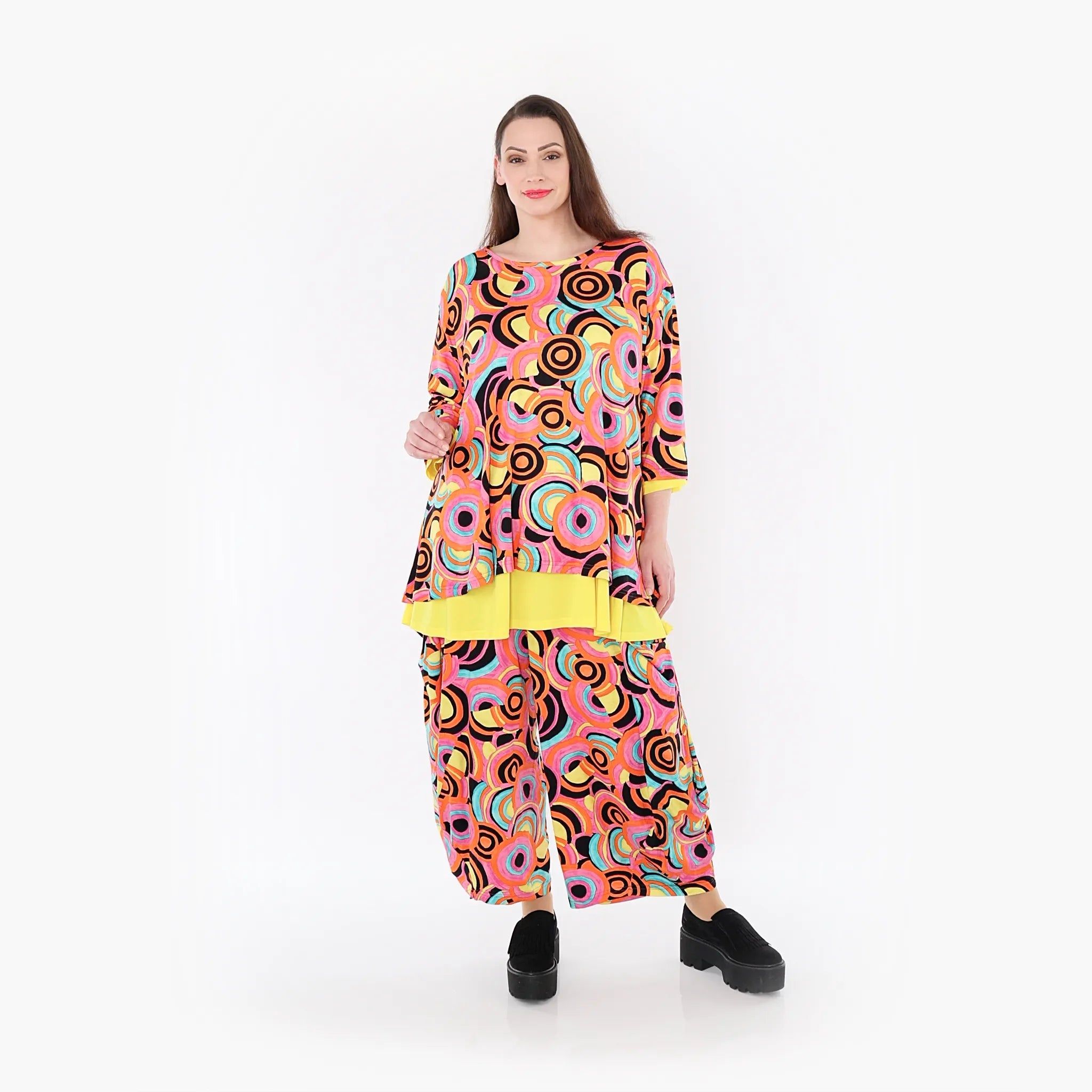  AKH Fashion Shirt in Glocken-Form, aus Viskose, 1443.01892, Pink/Multicolor, Schick