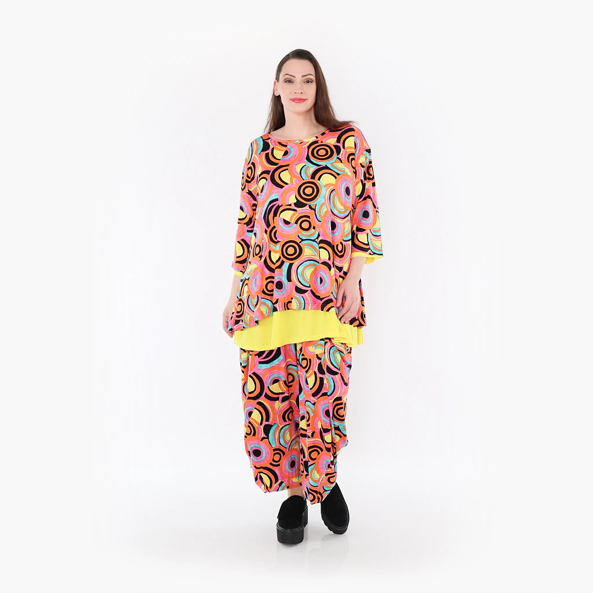  AKH Fashion Shirt in Glocken-Form, aus Viskose, 1443.01892, Pink/Multicolor, Schick