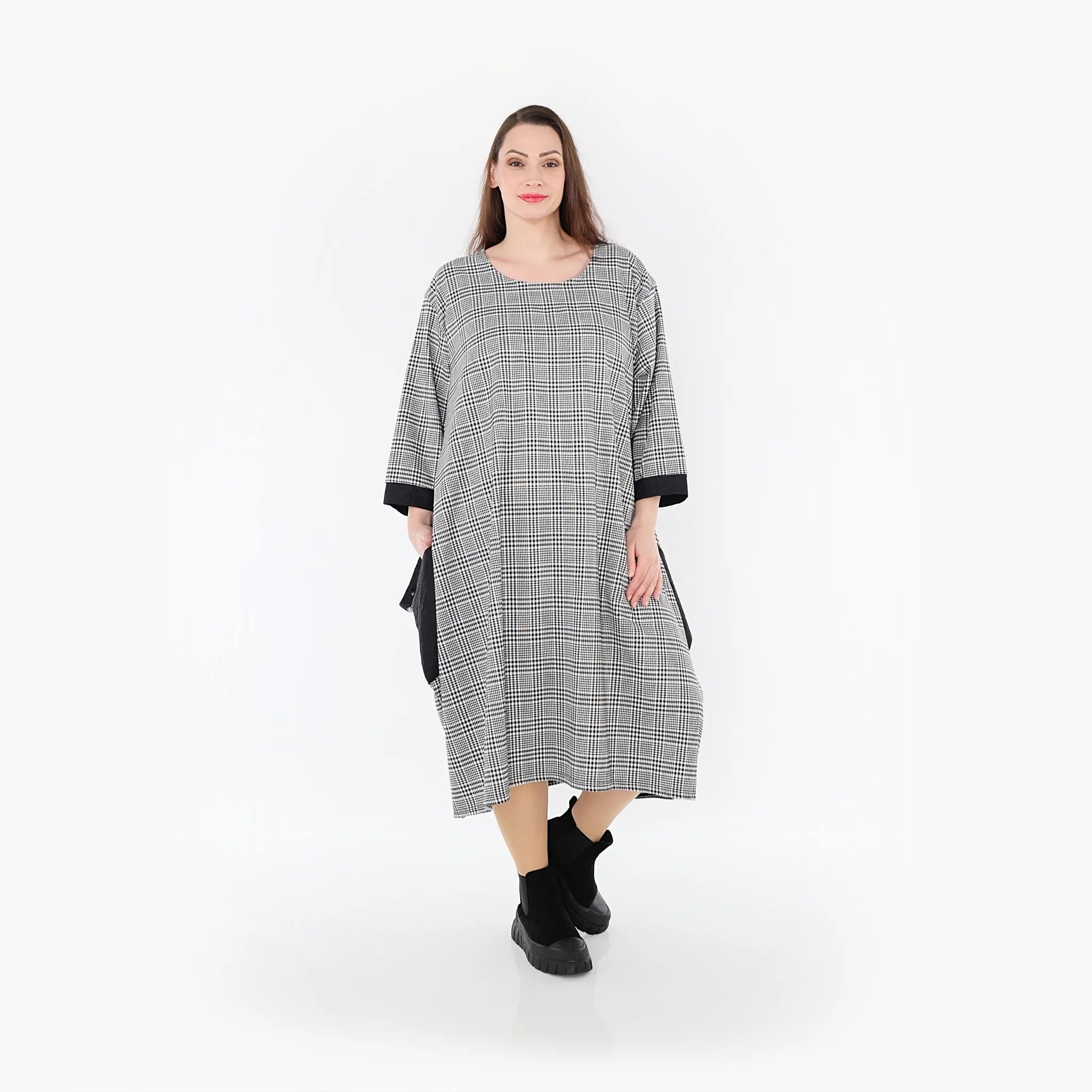  Ballonkleid von AKH Fashion aus Baumwolle, 1444.02088, Schwarz/Weiß, Schick, Modern