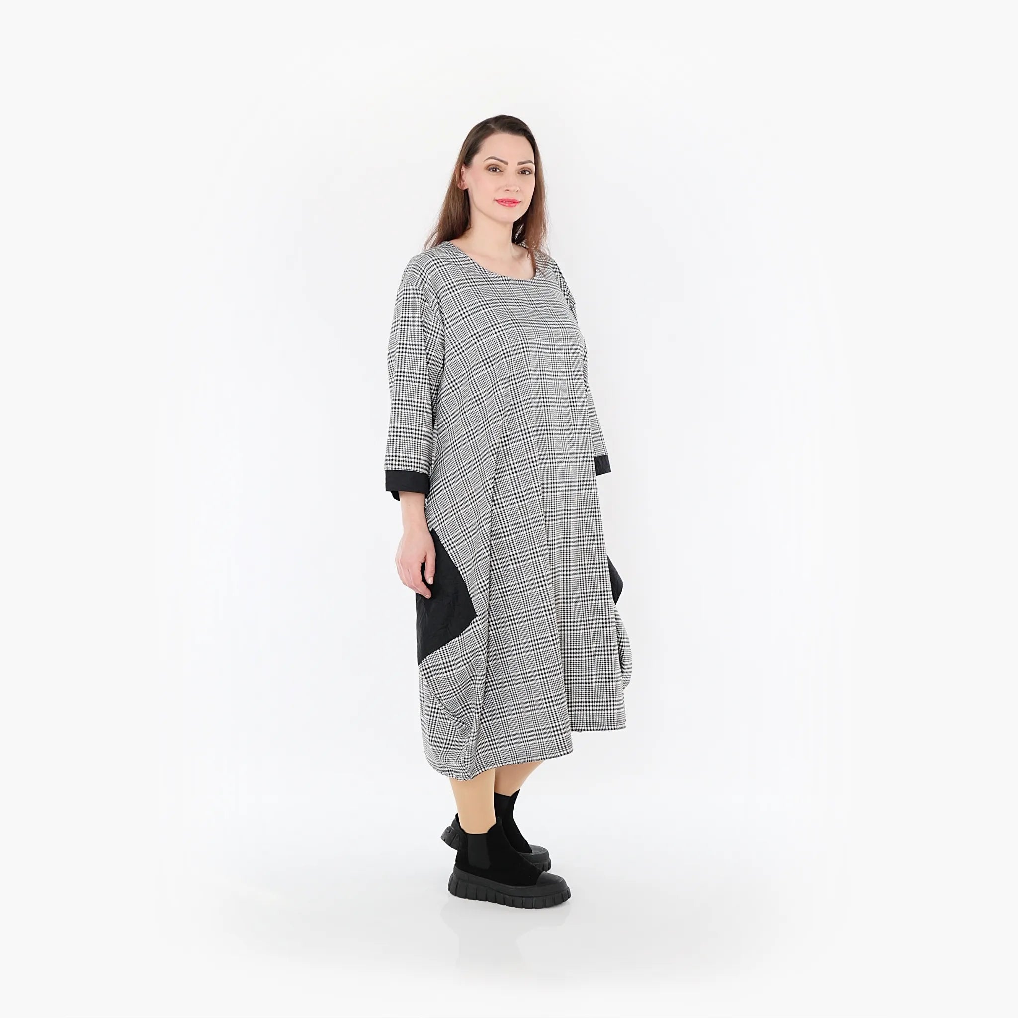  Ballonkleid von AKH Fashion aus Baumwolle, 1444.02088, Schwarz/Weiß, Schick, Modern