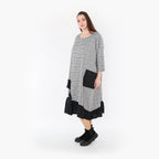  AKH Fashion Kleid in asymmetrischer Form, aus Baumwolle, 1444.07024, Schwarz/Weiß, Schick