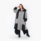  A-Form Mantel von AKH Fashion aus Baumwolle, 1444.07034, Schwarz/Weiß, Schick, Modern