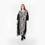  Ballonkleid von AKH Fashion aus Rayon, 1445.06736, Ecru/Schwarz, Grafik, Schick, Modern