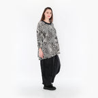  A-Form Bigshirt von AKH Fashion aus Rayon, 1445.07037, Ecru/Schwarz, Grafik, Schick, Modern
