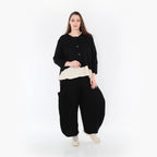  AKH Fashion Jacke in gerundeter Form, aus Baumwolle, 1447.00130, Schwarz, Streifen, Schick