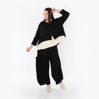  AKH Fashion Jacke in gerundeter Form, aus Baumwolle, 1447.00130, Schwarz, Streifen, Schick
