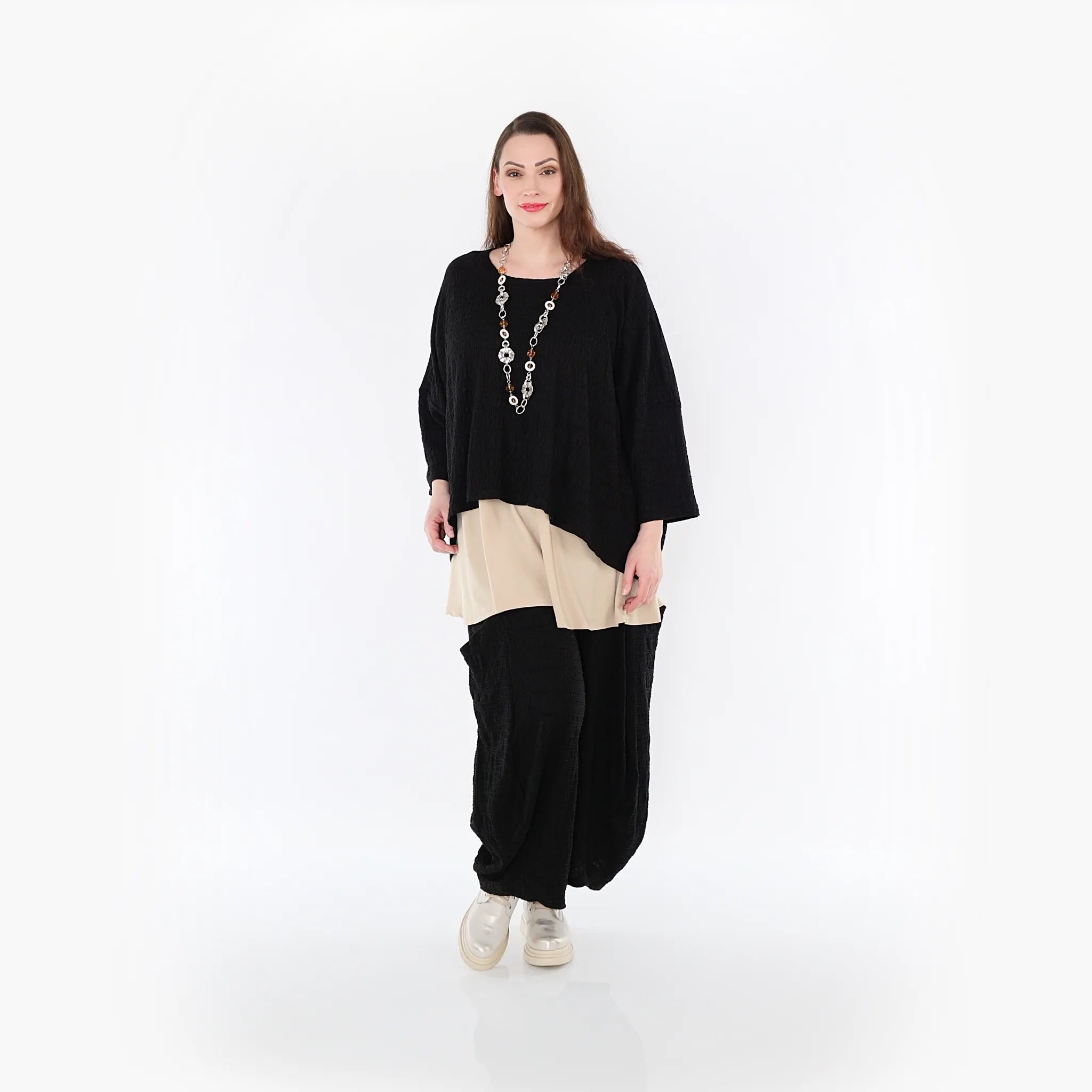  AKH Fashion Bigshirt in kastiger Form, aus Baumwolle, 1447.03018, Schwarz, Streifen, Schick