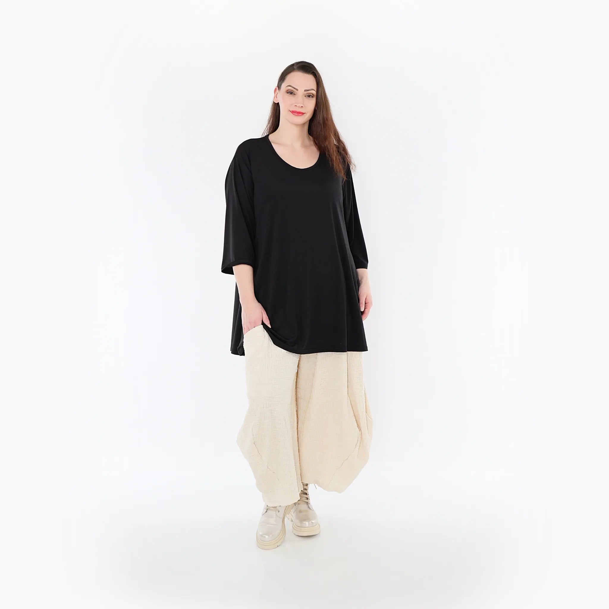  Ballonhose von AKH Fashion aus Baumwolle, 1447.08069, Ecru, Streifen, Schick, Modern
