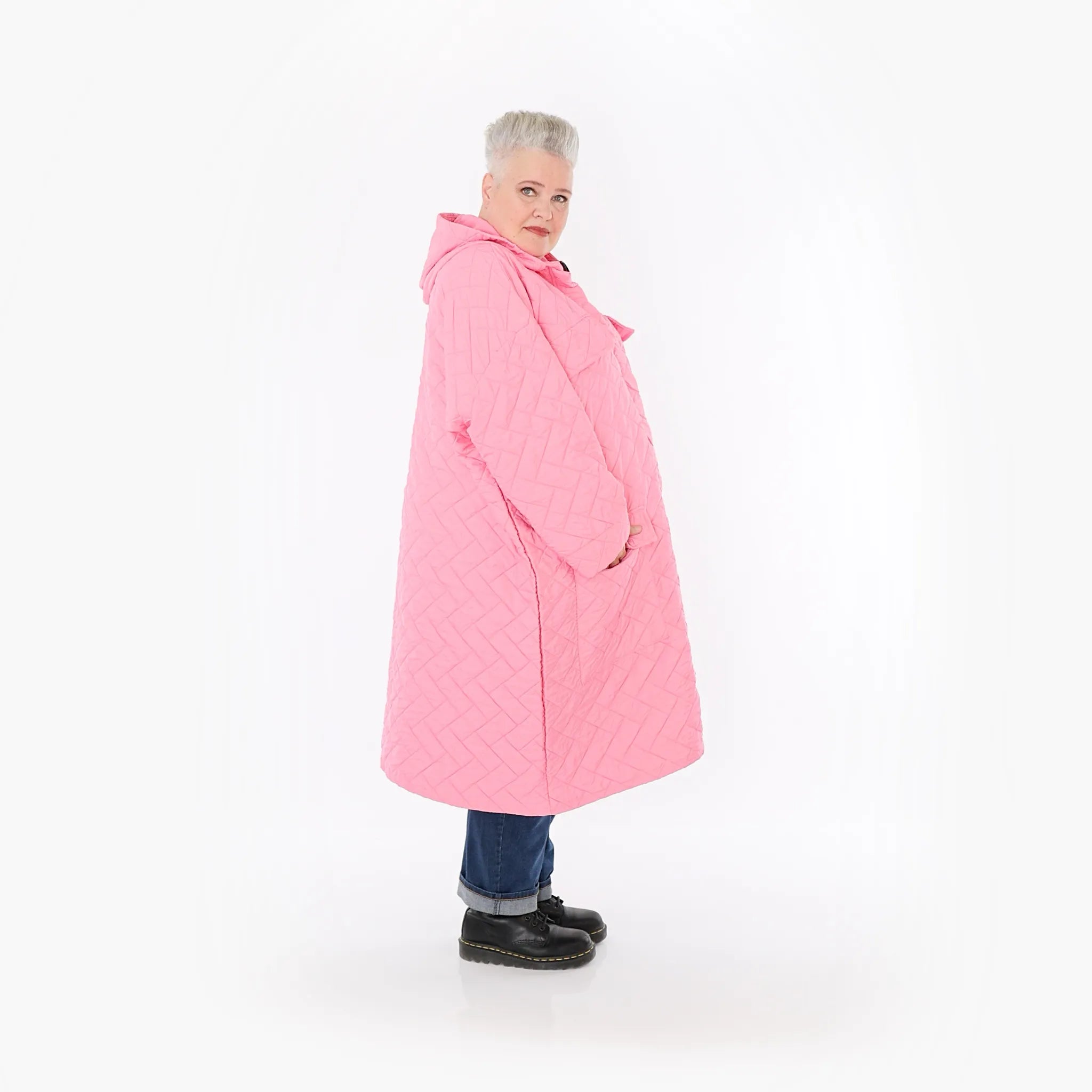  A-Form Mantel von AKH Fashion aus Materialmix, 1448.07044, Pink, Kariert, Schick, Modern