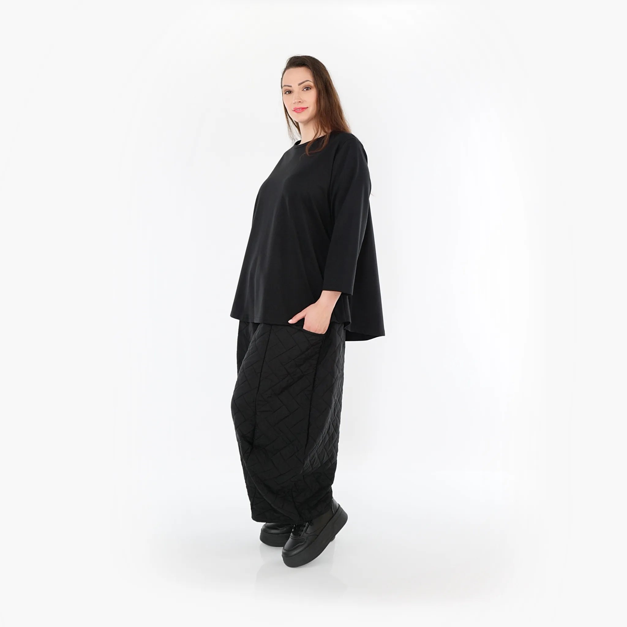  Ballonhose von AKH Fashion aus Materialmix, 1448.08069, Schwarz, Kariert, Schick, Modern