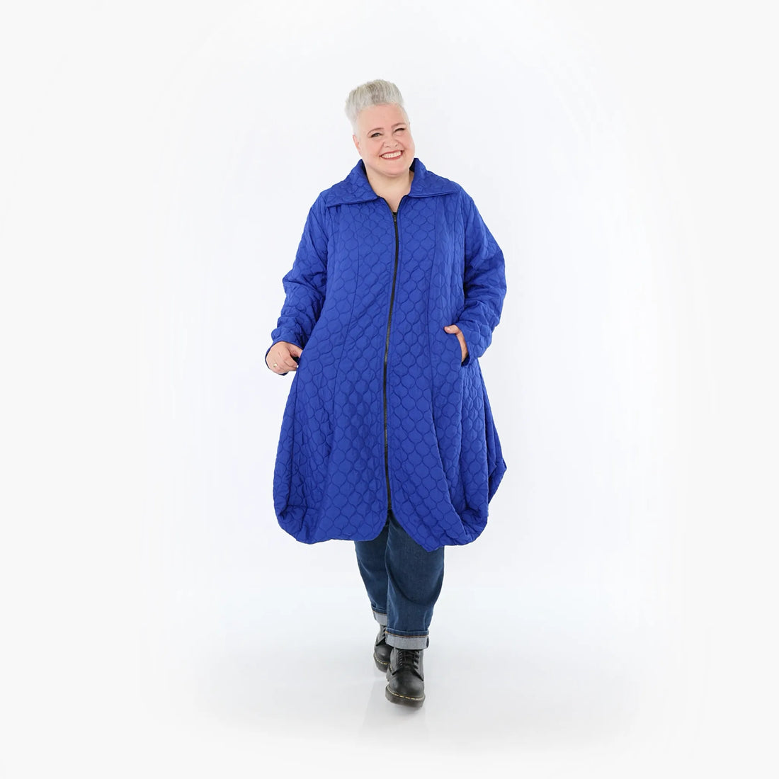  Ballonmantel von AKH Fashion aus Materialmix, 1450.00142, Royalblau, Jacquard, Schick