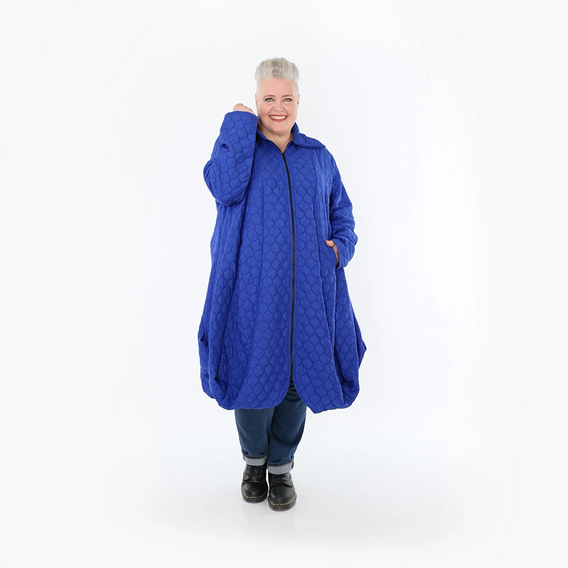  Ballonmantel von AKH Fashion aus Materialmix, 1450.00142, Royalblau, Jacquard, Schick