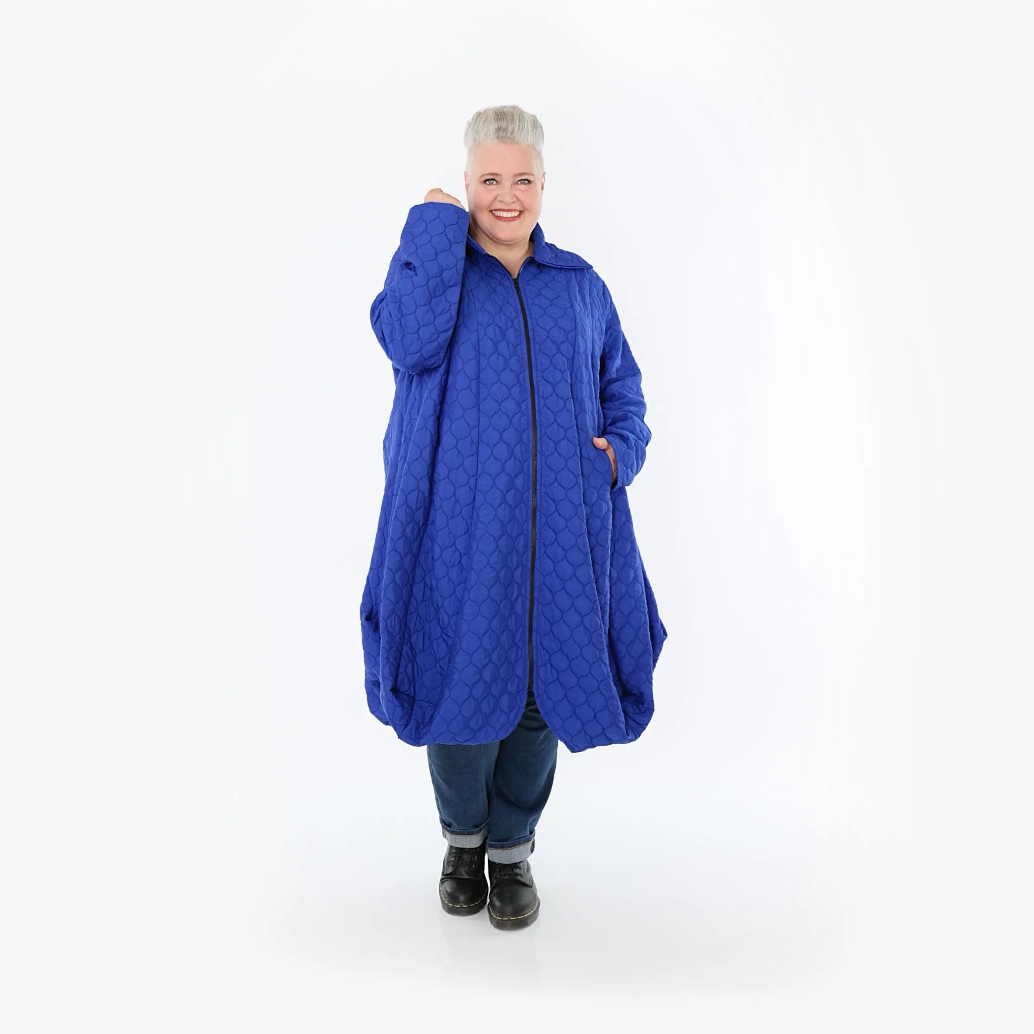  Ballonmantel von AKH Fashion aus Materialmix, 1450.00142, Royalblau, Jacquard, Schick