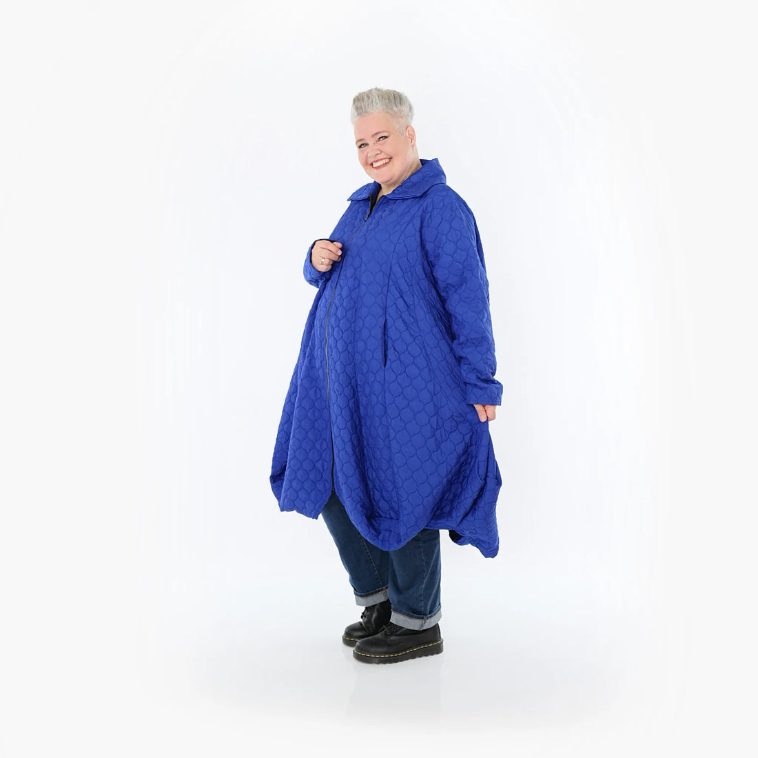  Ballonmantel von AKH Fashion aus Materialmix, 1450.00142, Royalblau, Jacquard, Schick