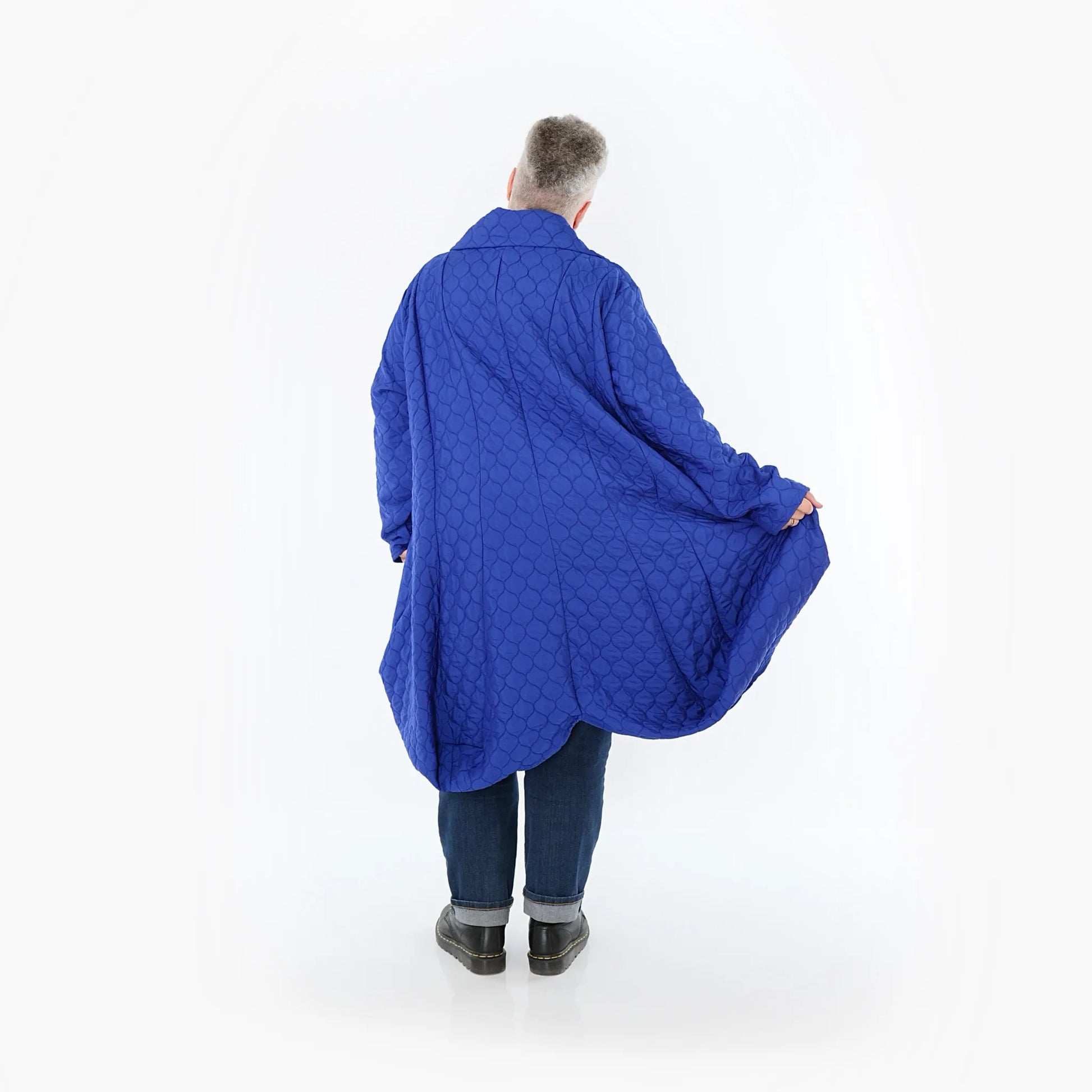  Ballonmantel von AKH Fashion aus Materialmix, 1450.00142, Royalblau, Jacquard, Schick