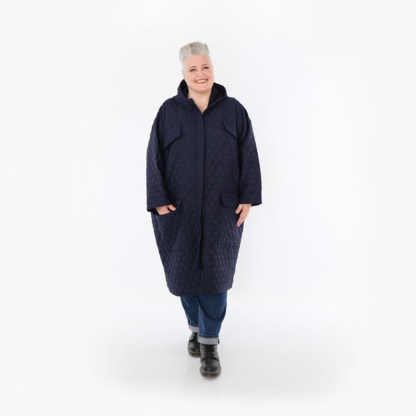  AKH Fashion Mantel in gerader Form, aus Materialmix, 1450.07044, Navy, Jacquard, Schick