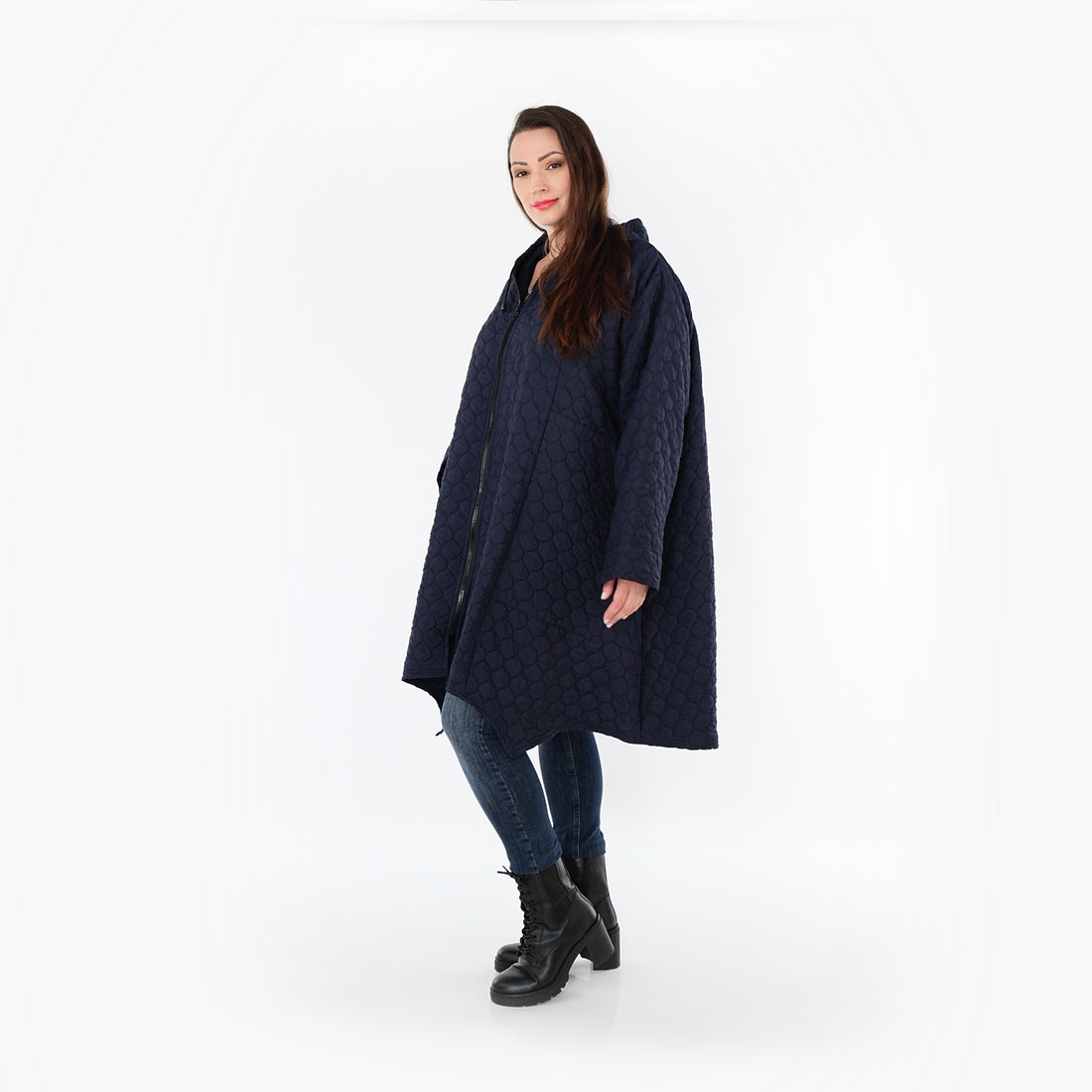  A-Form Mantel von AKH Fashion aus Materialmix, 1450.07043, Navy, Jacquard, Schick, Modern