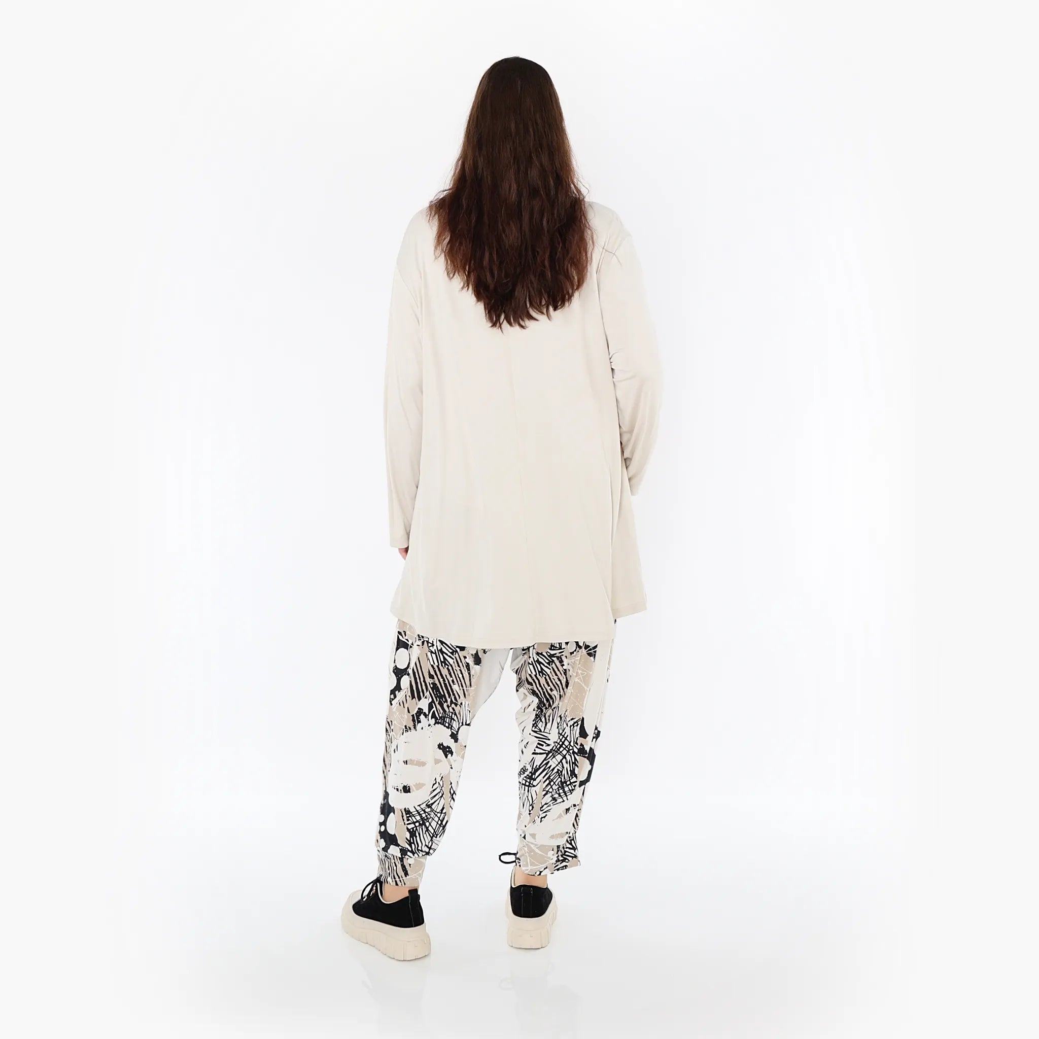  Haremshose von AKH Fashion aus Materialmix, 1451.06813, Beige/Weiß/Schwarz, Punkte, Schick