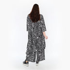  AKH Fashion Bigshirt in Vokuhila-Form, aus Materialmix, 1452.06837, Schwarz/Weiß, Abstrakt