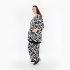  AKH Fashion Bigshirt in Glocken-Form, aus Materialmix, 1453.01892, Schwarz/Weiß, Abstrakt