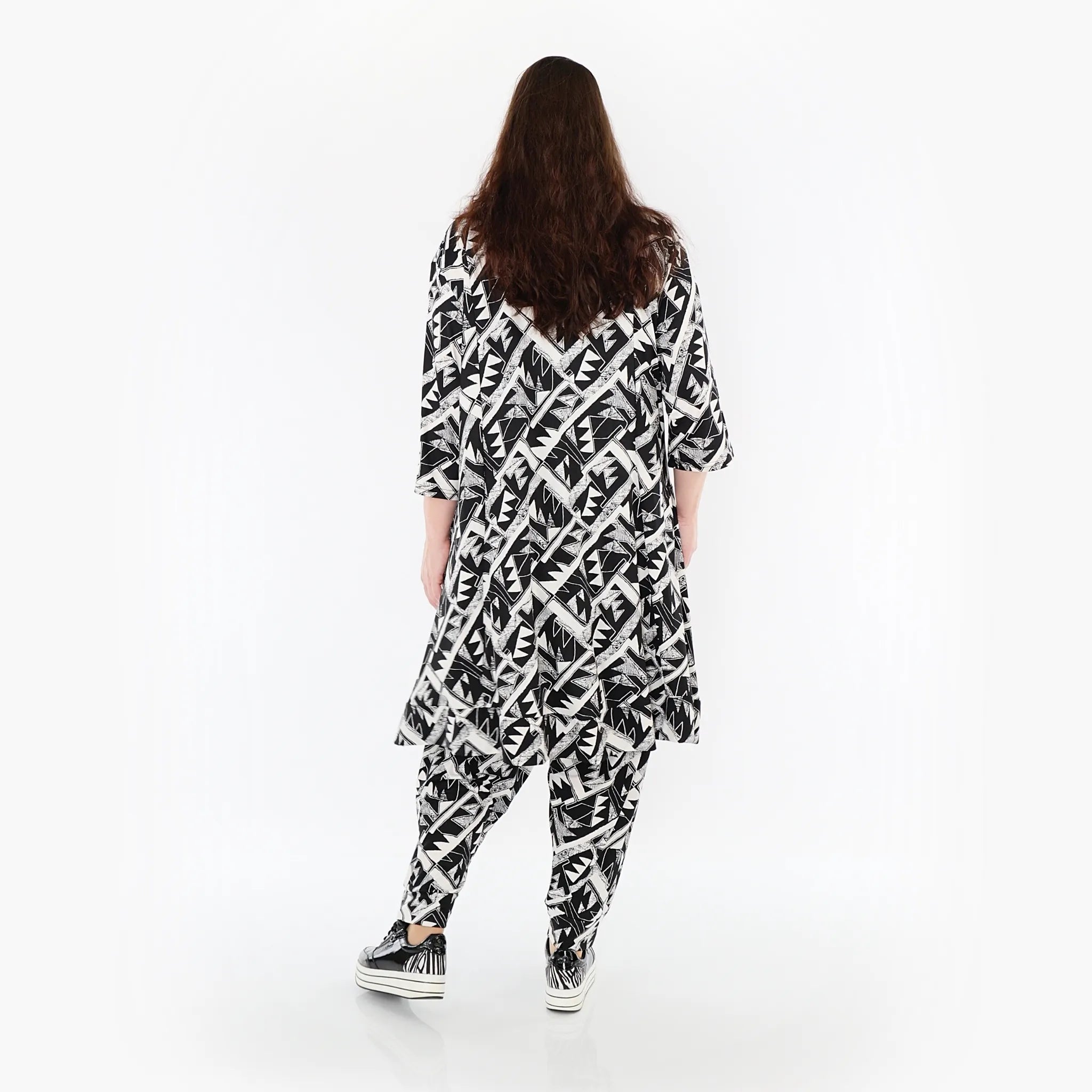  A-Form Jacke von AKH Fashion aus Materialmix, 1453.06970, Schwarz/Weiß, Abstrakt, Schick