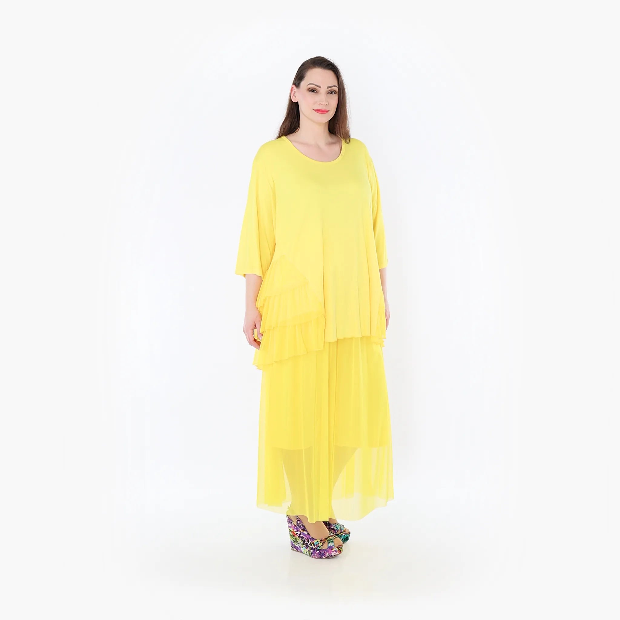  A-Form Bigshirt von AKH Fashion aus Materialmix, 1457.06862, Gelb, Ausgefallen, Zeitlos