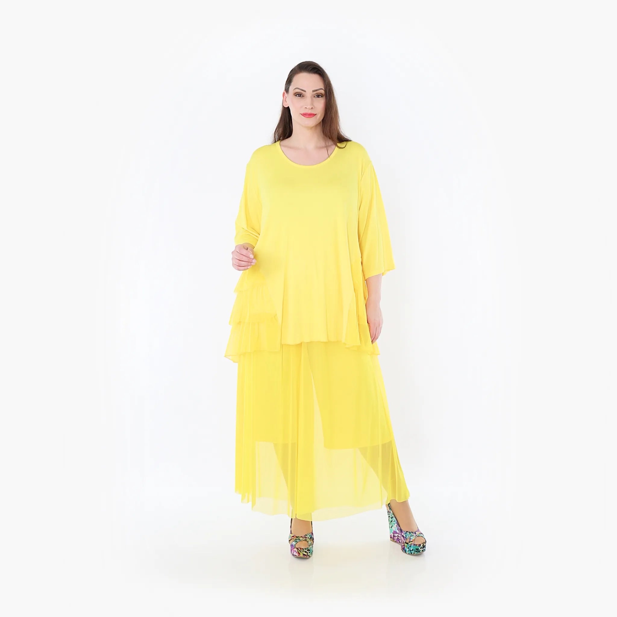  A-Form Bigshirt von AKH Fashion aus Materialmix, 1457.06862, Gelb, Ausgefallen, Zeitlos