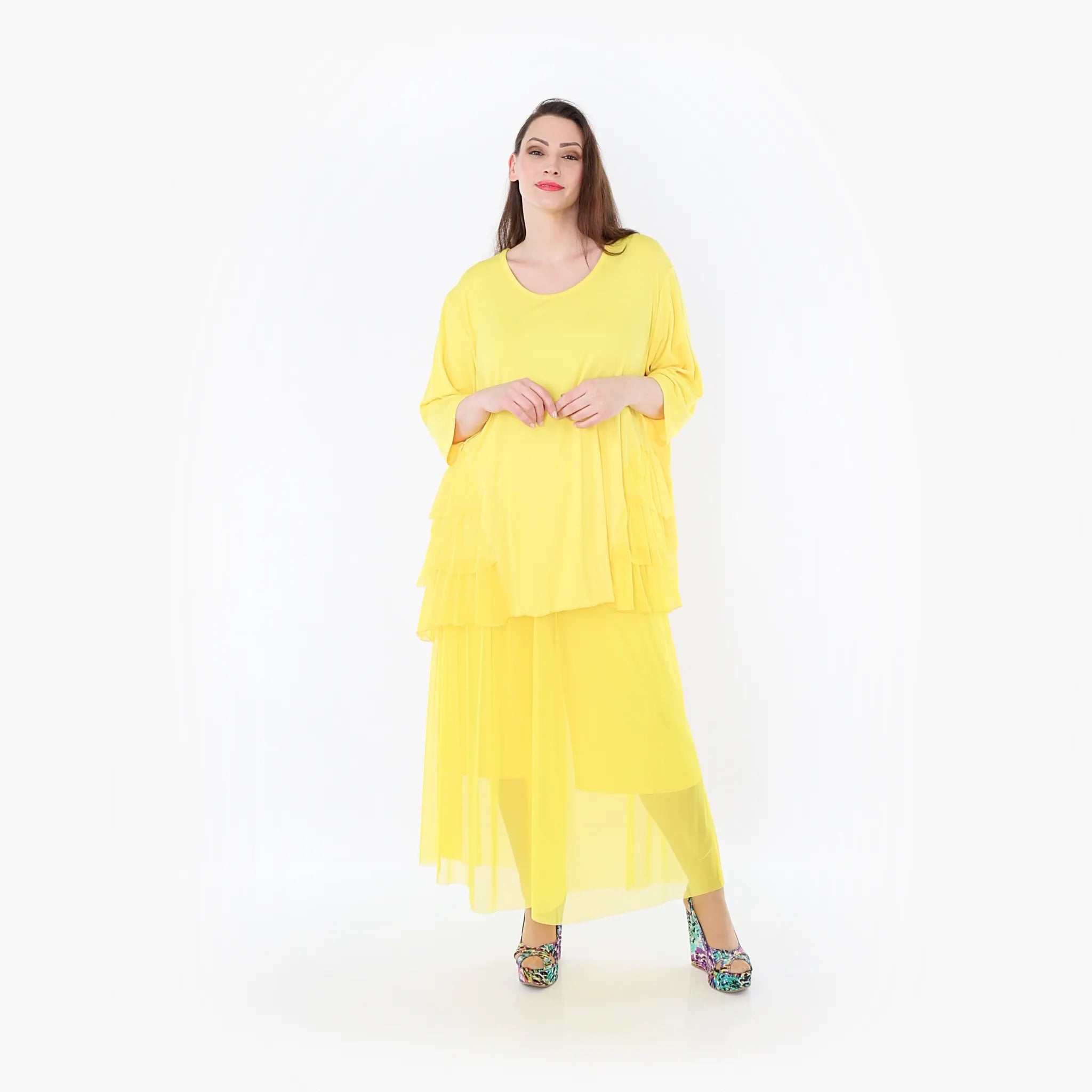  A-Form Bigshirt von AKH Fashion aus Materialmix, 1457.06862, Gelb, Ausgefallen, Zeitlos