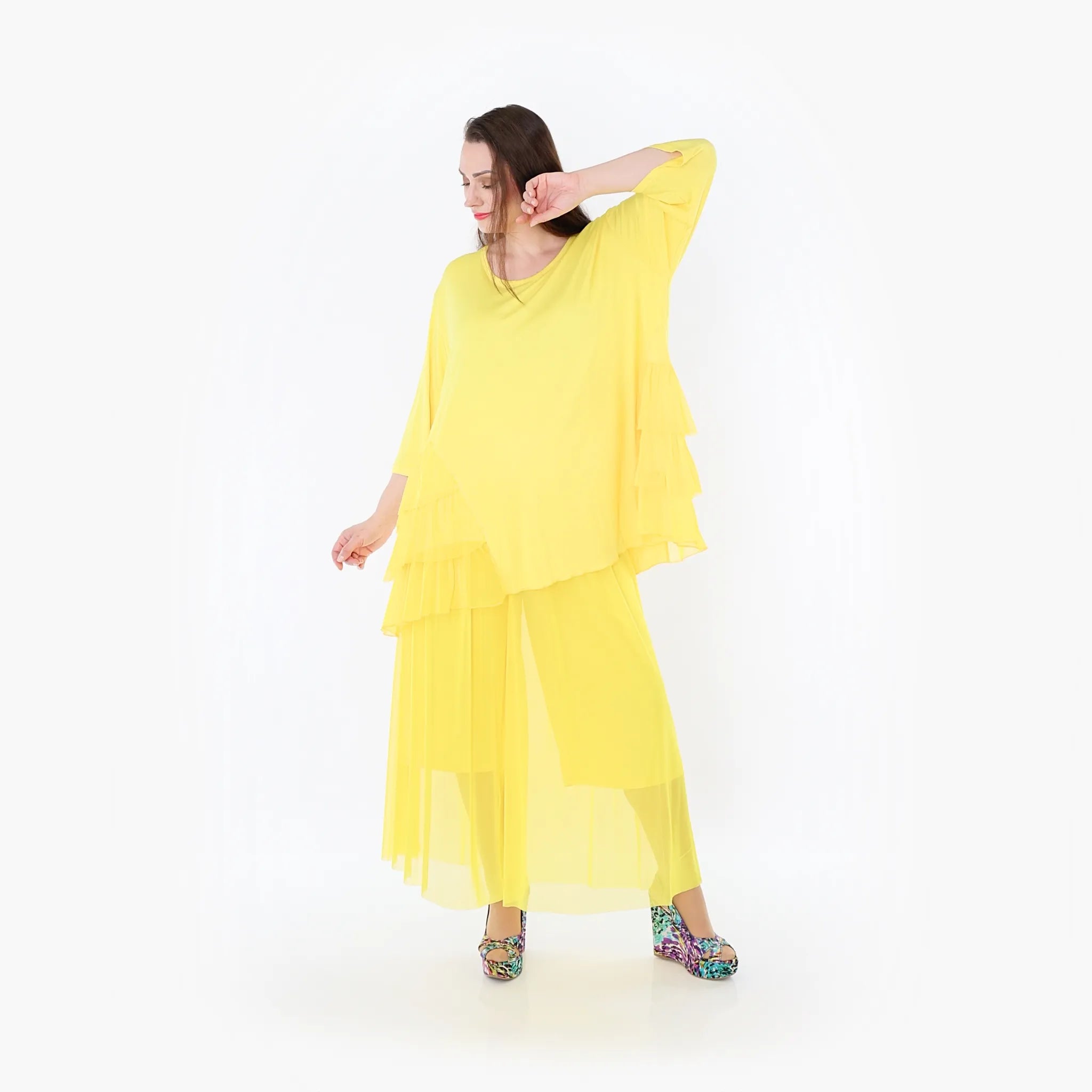  A-Form Bigshirt von AKH Fashion aus Materialmix, 1457.06862, Gelb, Ausgefallen, Zeitlos