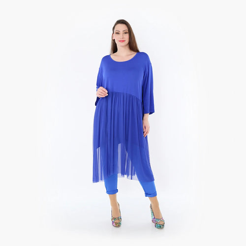  AKH Fashion Kleid in gerader Form, aus Materialmix, 1457.07046, Royalblau, Ausgefallen