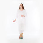  AKH Fashion Kleid in gerader Form, aus Materialmix, 1457.07046, Weiß, Ausgefallen, Zeitlos