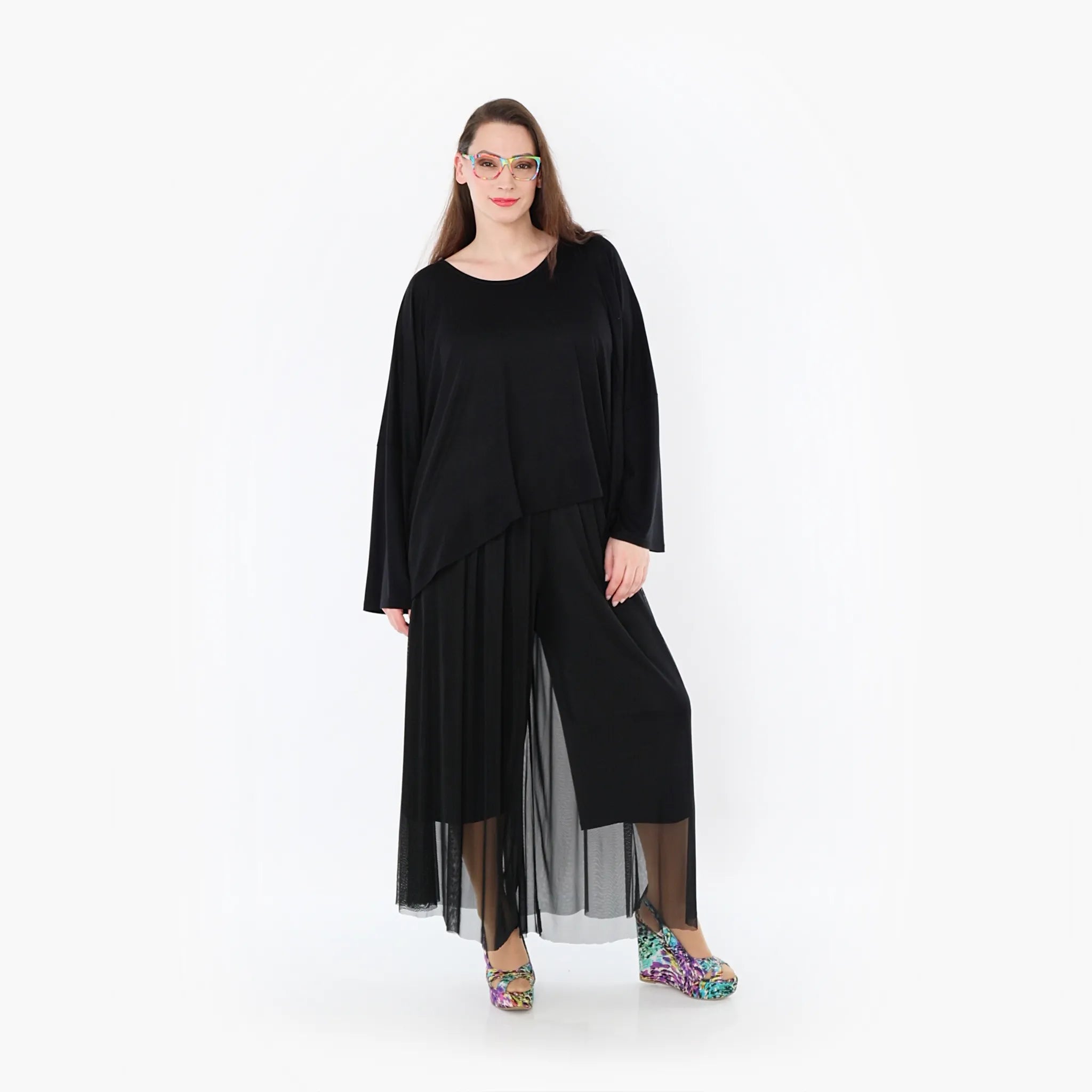  AKH Fashion Hose in gerader Form, aus Materialmix, 1457.07047, Schwarz, Ausgefallen