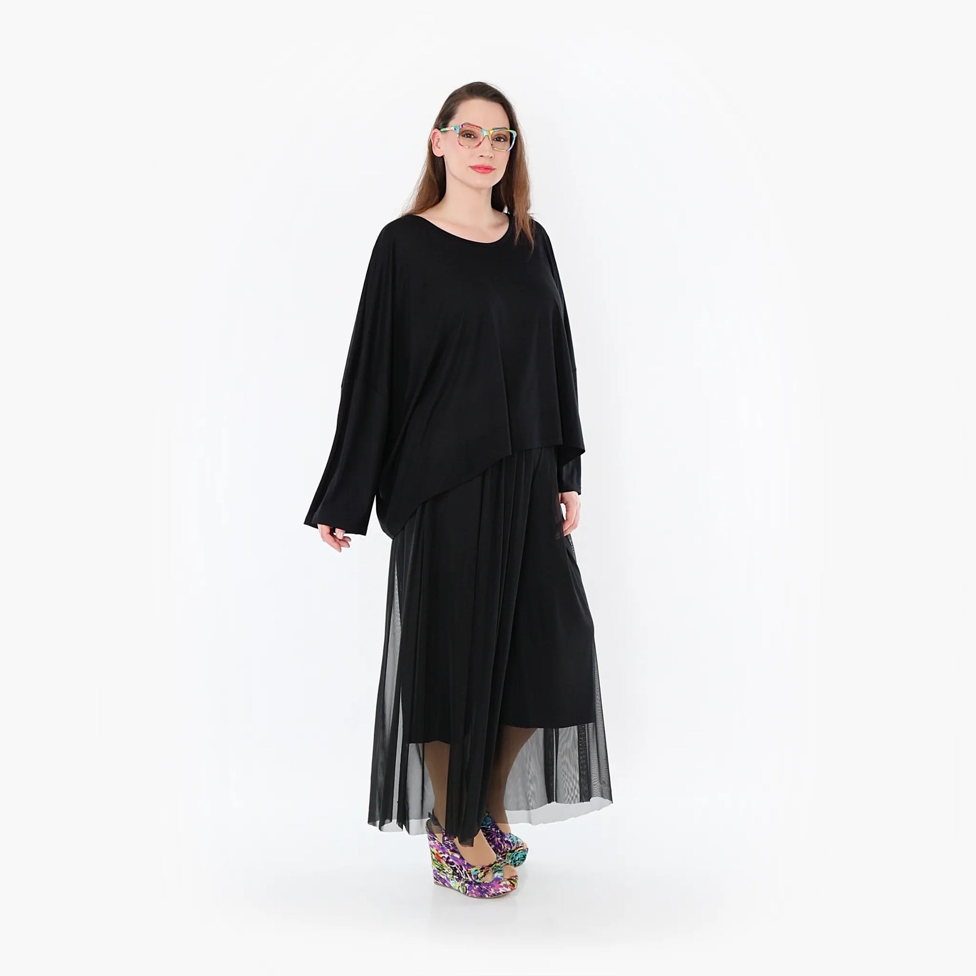  AKH Fashion Hose in gerader Form, aus Materialmix, 1457.07047, Schwarz, Ausgefallen