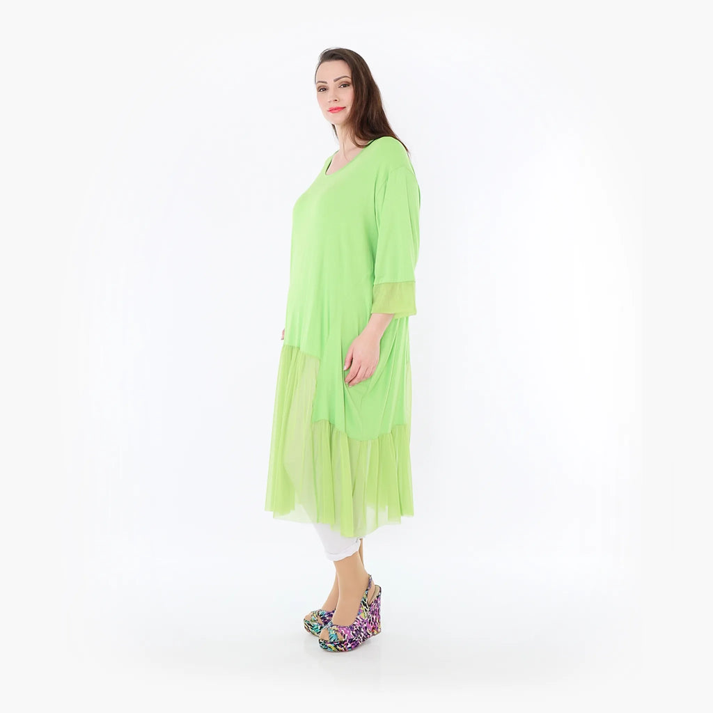  A-Form Kleid von AKH Fashion aus Materialmix, 1457.07048, Lime, Ausgefallen, Zeitlos