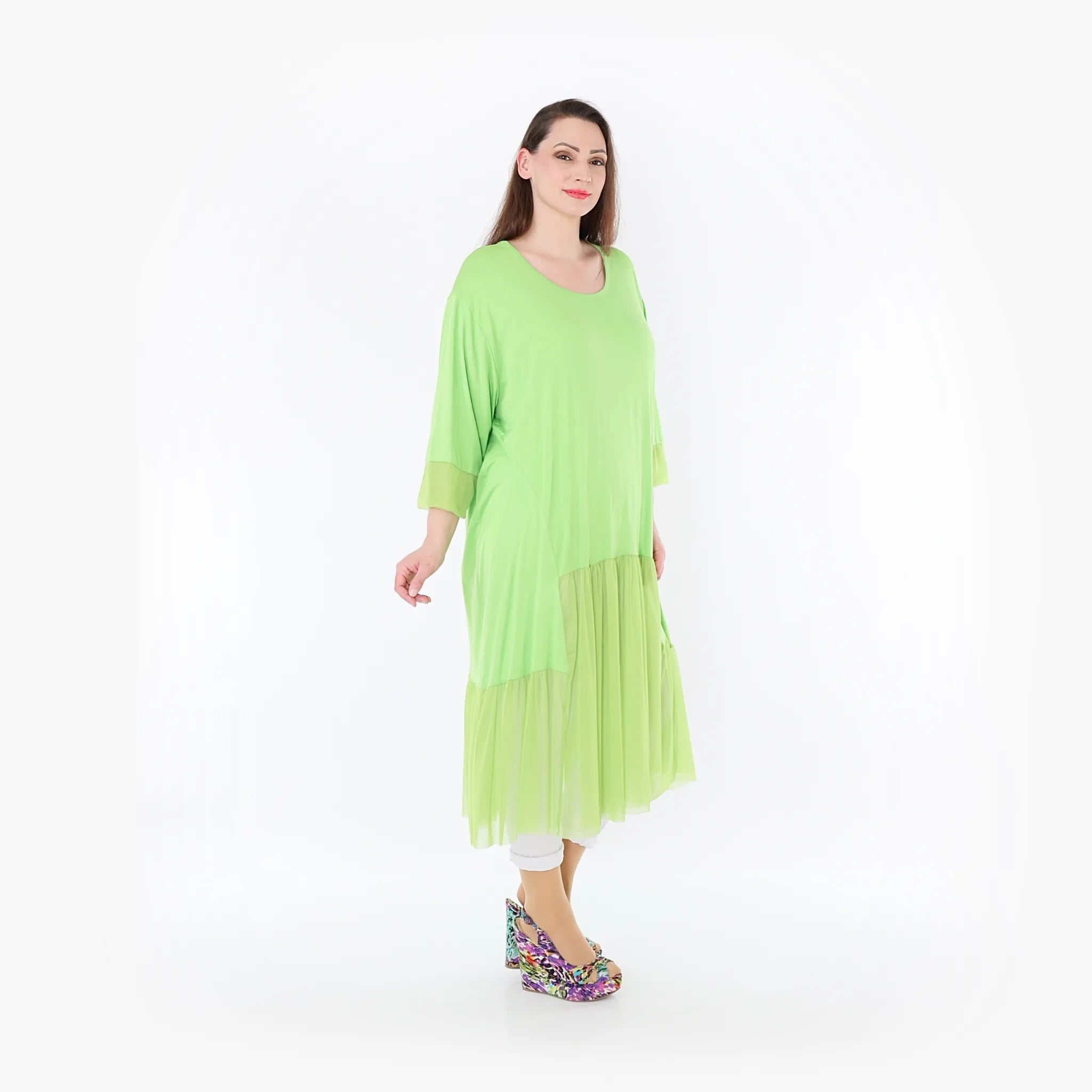  A-Form Kleid von AKH Fashion aus Materialmix, 1457.07048, Lime, Ausgefallen, Zeitlos