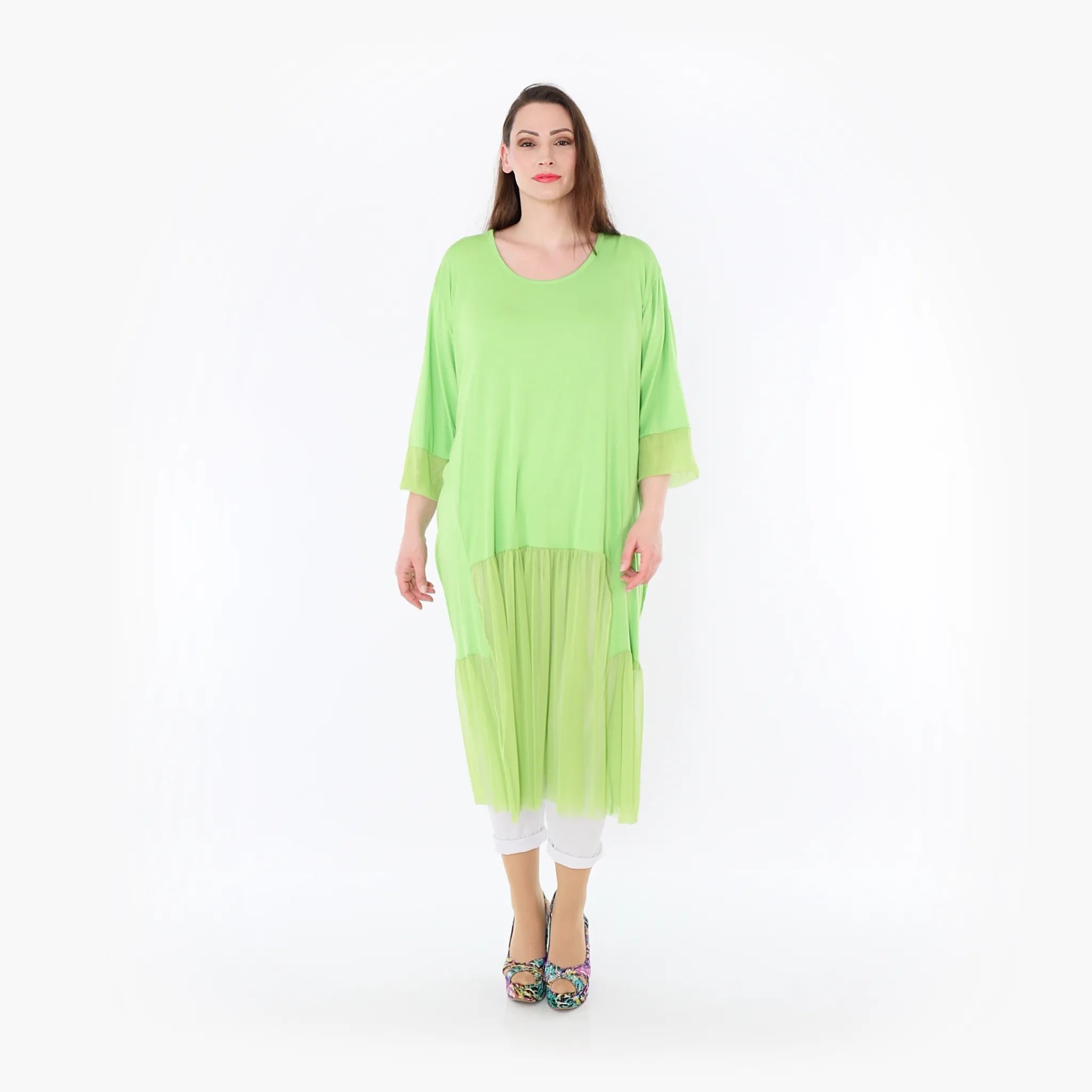  A-Form Kleid von AKH Fashion aus Materialmix, 1457.07048, Lime, Ausgefallen, Zeitlos