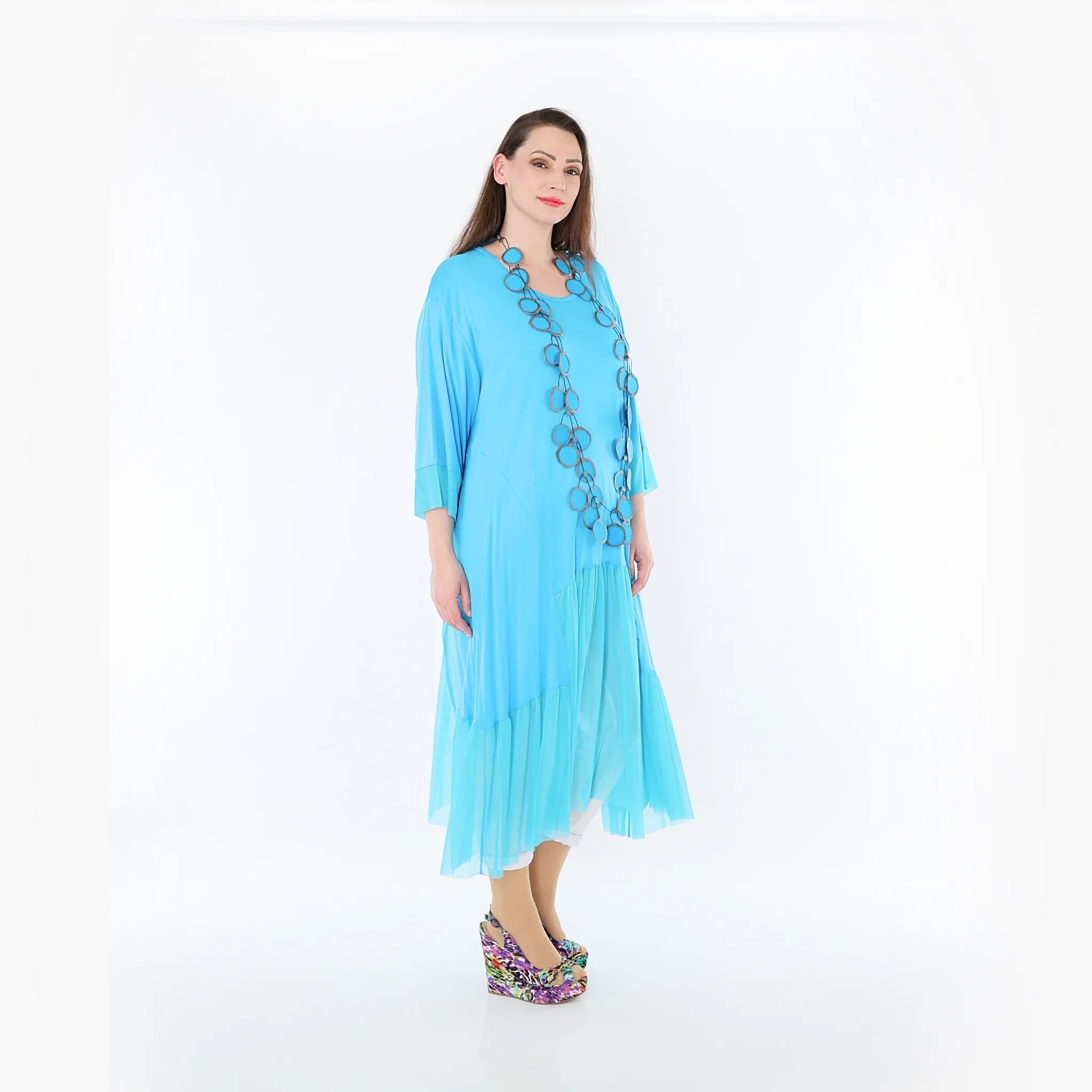 A-Form Kleid von AKH Fashion aus Materialmix, 1457.07048, Türkis, Ausgefallen, Zeitlos