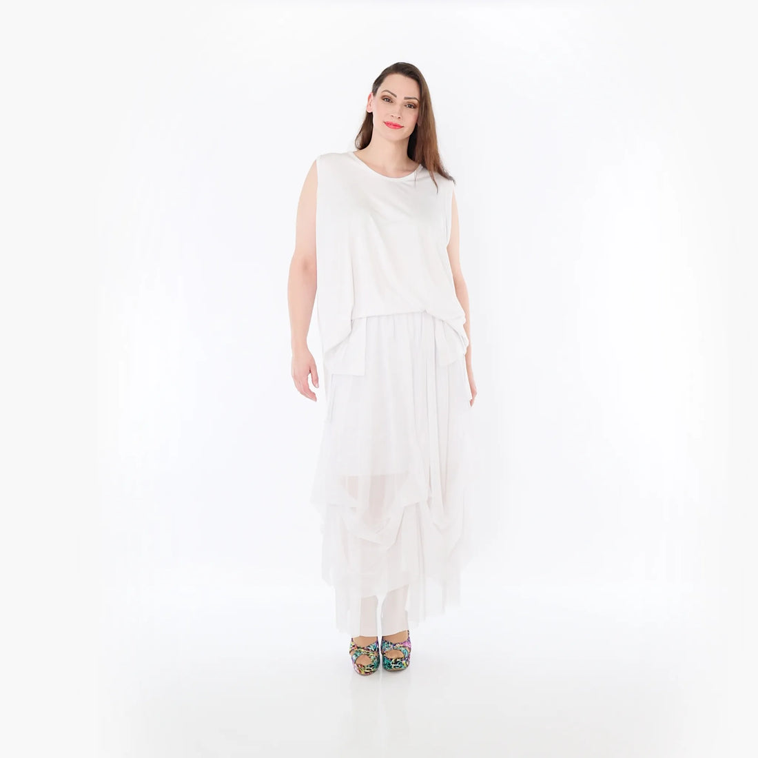  Ballonrock von AKH Fashion aus Materialmix, 1457.07049, Weiß, Ausgefallen, Zeitlos, Schick
