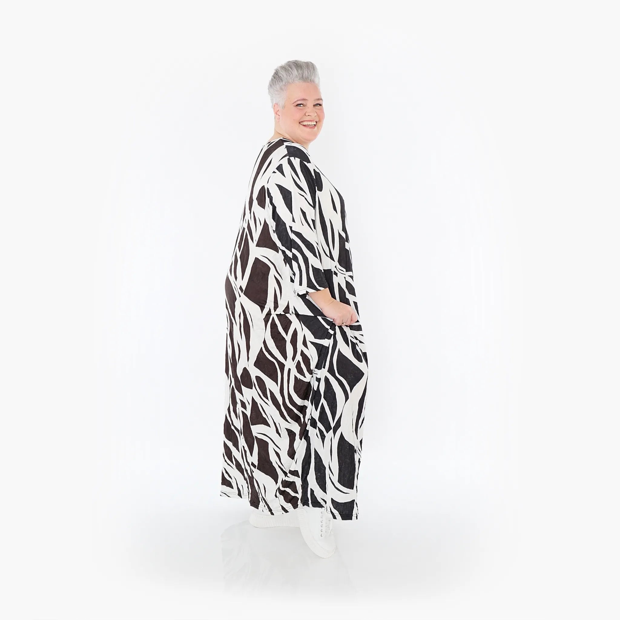  Ballonkleid von AKH Fashion aus Viskose, 1460.01926, Schwarz/Weiß, Zebra, Ausgefallen