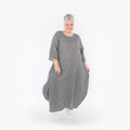  Ballonkleid von AKH Fashion aus Baumwolle, 1461.01926, Grau/Weiß, Streifen, Ausgefallen